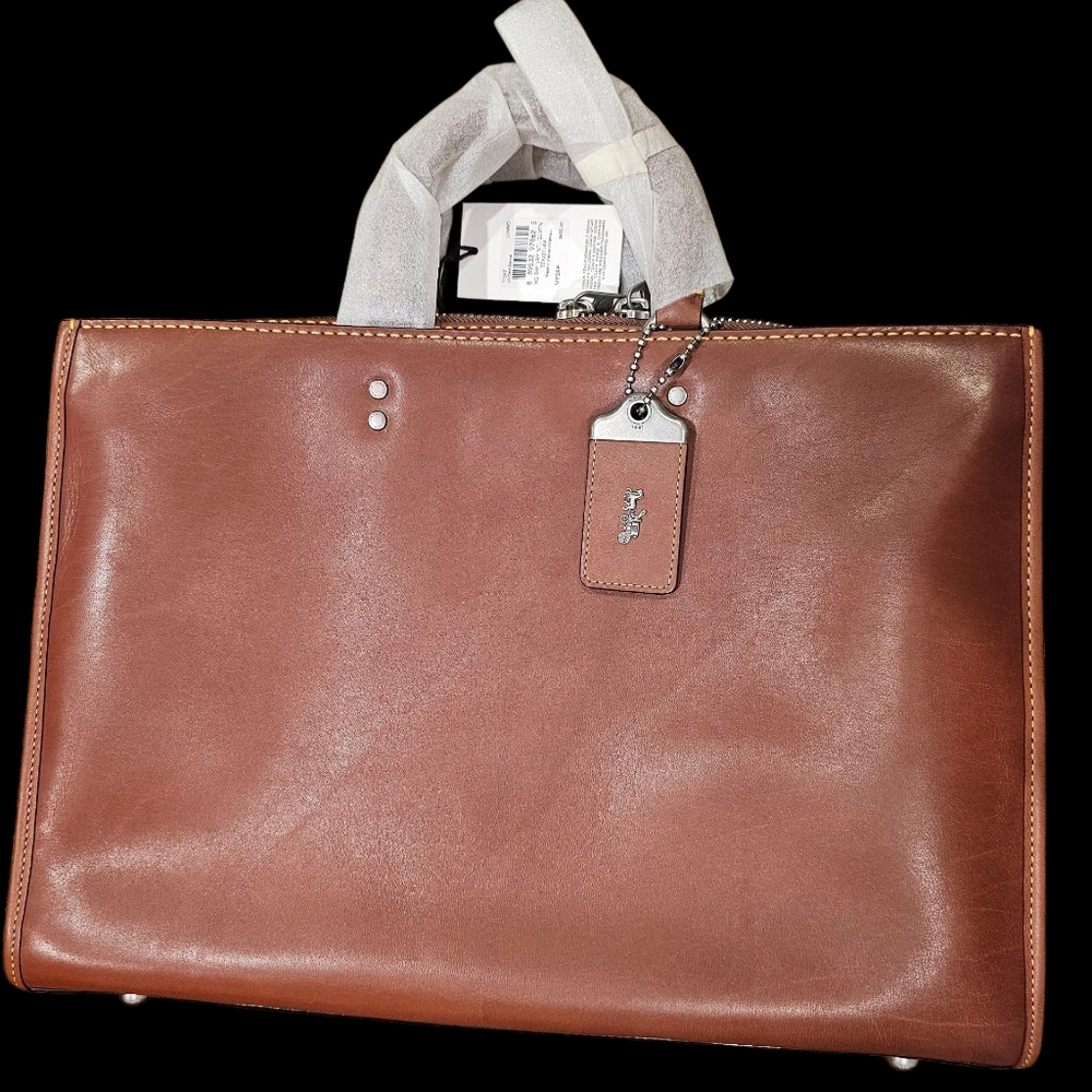 COACH 1941 Rogue Brief Briefcase in Dark Sienna Natural Glovetanned Leather NWT - Picture 6 of 11